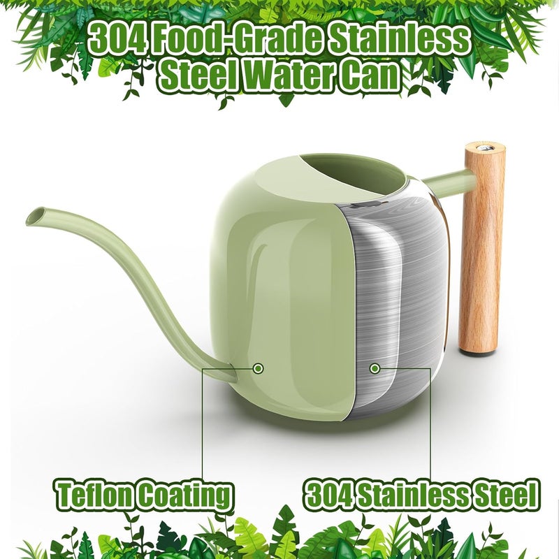 Green Moon Watering Can Indoor Plants 1.2L/41oz Sage Green Water Can Indoor Metal Small Water Can Pot with Long Spout for House Bonsai Plants Garden Flower Decorative - Image 2